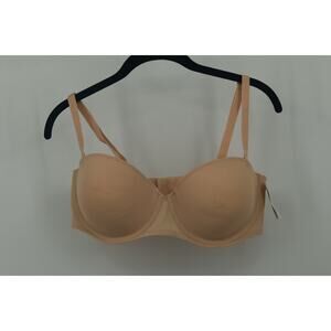 Auden Lightly Lined Strapless Bra 36D Soft Beige Nude Adjustable Comfort New